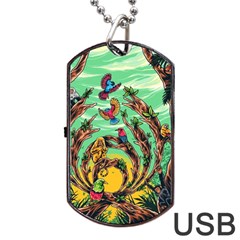 Monkey Tiger Bird Parrot Forest Jungle Style Dog Tag Usb Flash (two Sides)