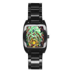 Monkey Tiger Bird Parrot Forest Jungle Style Stainless Steel Barrel Watch