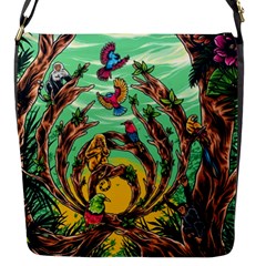 Monkey Tiger Bird Parrot Forest Jungle Style Flap Closure Messenger Bag (s)