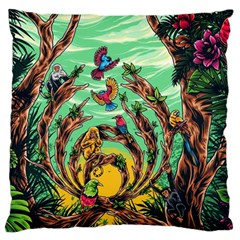 Monkey Tiger Bird Parrot Forest Jungle Style Standard Premium Plush Fleece Cushion Case (one Side)