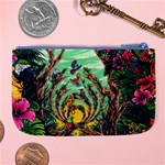 Monkey Tiger Bird Parrot Forest Jungle Style Large Coin Purse Back