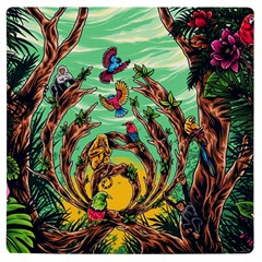 Monkey Tiger Bird Parrot Forest Jungle Style Uv Print Square Tile Coaster  by Grandong