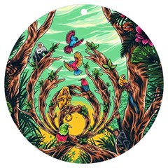 Monkey Tiger Bird Parrot Forest Jungle Style Uv Print Acrylic Ornament Round by Grandong