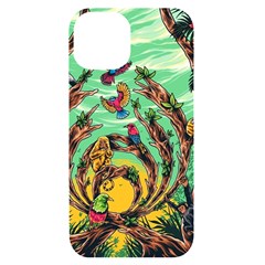 Monkey Tiger Bird Parrot Forest Jungle Style Iphone 14 Black Uv Print Case