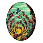 Monkey Tiger Bird Parrot Forest Jungle Style Oval Glass Fridge Magnet (4 pack) Front