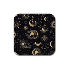 Asian Seamless Pattern With Clouds Moon Sun Stars Vector Collection Oriental Chinese Japanese Korean Rubber Square Coaster (4 Pack)