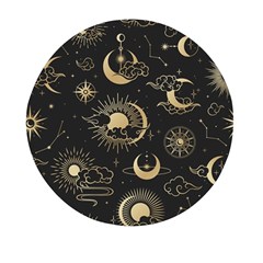 Asian Seamless Pattern With Clouds Moon Sun Stars Vector Collection Oriental Chinese Japanese Korean Mini Round Pill Box by Grandong