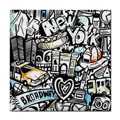 New York City Nyc Broadway Doodle Art Tile Coaster