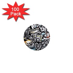 New York City Nyc Broadway Doodle Art 1  Mini Buttons (100 Pack) 