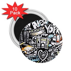 New York City Nyc Broadway Doodle Art 2 25  Magnets (10 Pack) 