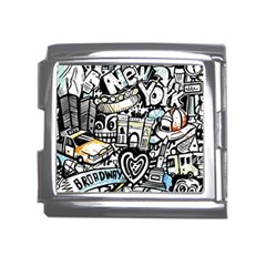 New York City Nyc Broadway Doodle Art Mega Link Italian Charm (18mm) by Grandong