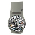 New York City Nyc Broadway Doodle Art Money Clips (Round)  Front