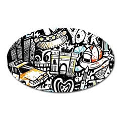 New York City Nyc Broadway Doodle Art Oval Magnet