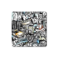 New York City Nyc Broadway Doodle Art Square Magnet