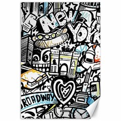 New York City Nyc Broadway Doodle Art Canvas 12  X 18 