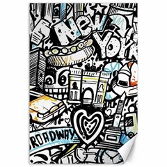 New York City Nyc Broadway Doodle Art Canvas 24  X 36 