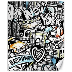 New York City Nyc Broadway Doodle Art Canvas 11  X 14 