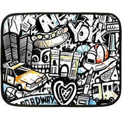 New York City Nyc Broadway Doodle Art Fleece Blanket (mini) by Grandong