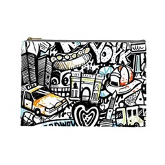 New York City Nyc Broadway Doodle Art Cosmetic Bag (large)