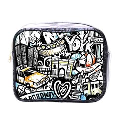 New York City Nyc Broadway Doodle Art Mini Toiletries Bag (one Side)