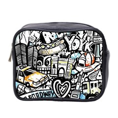 New York City Nyc Broadway Doodle Art Mini Toiletries Bag (two Sides)