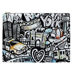 New York City Nyc Broadway Doodle Art Cosmetic Bag (xxl)