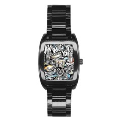 New York City Nyc Broadway Doodle Art Stainless Steel Barrel Watch