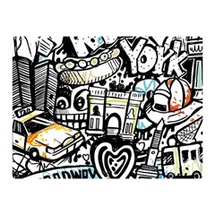 New York City Nyc Broadway Doodle Art Two Sides Premium Plush Fleece Blanket (mini)