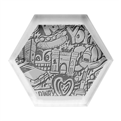 New York City Nyc Broadway Doodle Art Hexagon Wood Jewelry Box