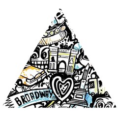 New York City Nyc Broadway Doodle Art Wooden Puzzle Triangle