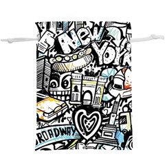 New York City Nyc Broadway Doodle Art Lightweight Drawstring Pouch (xl)