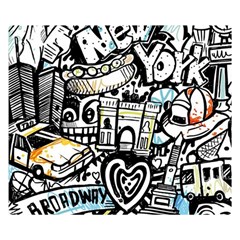 New York City Nyc Broadway Doodle Art Premium Plush Fleece Blanket (small) by Grandong