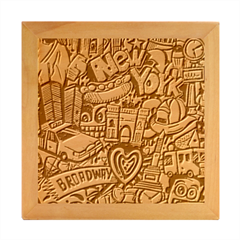 New York City Nyc Broadway Doodle Art Wood Photo Frame Cube by Grandong