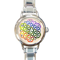 Mandala Rainbow Colorful Round Italian Charm Watch