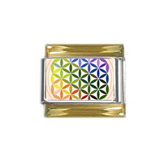 Mandala Rainbow Colorful Gold Trim Italian Charm (9mm) by Grandong