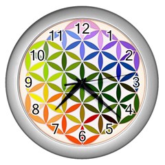 Mandala Rainbow Colorful Wall Clock (silver)