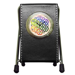 Mandala Rainbow Colorful Pen Holder Desk Clock