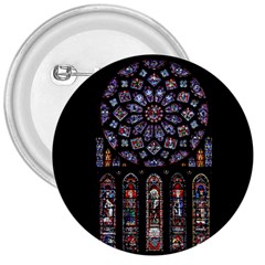 Chartres Cathedral Notre Dame De Paris Stained Glass 3  Buttons by Grandong