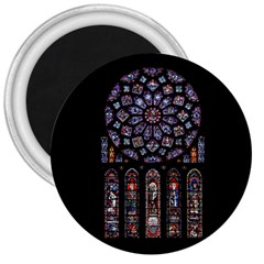 Chartres Cathedral Notre Dame De Paris Stained Glass 3  Magnets by Grandong