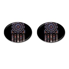 Chartres Cathedral Notre Dame De Paris Stained Glass Cufflinks (oval)