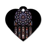 Chartres Cathedral Notre Dame De Paris Stained Glass Dog Tag Heart (Two Sides) Back