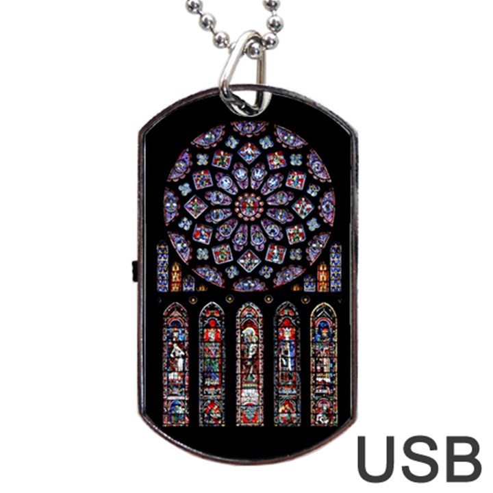 Chartres Cathedral Notre Dame De Paris Stained Glass Dog Tag USB Flash (Two Sides)