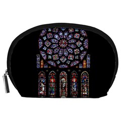 Chartres Cathedral Notre Dame De Paris Stained Glass Accessory Pouch (large)