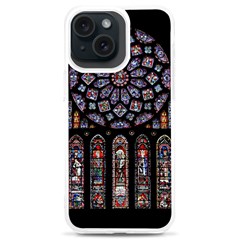 Chartres Cathedral Notre Dame De Paris Stained Glass Iphone 15 Plus Tpu Uv Print Case by Grandong