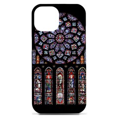 Chartres Cathedral Notre Dame De Paris Stained Glass Iphone 15 Plus Black Uv Print Pc Hardshell Case by Grandong