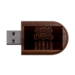 Chartres Cathedral Notre Dame De Paris Stained Glass Wood Oval Usb Flash Drive by Grandong