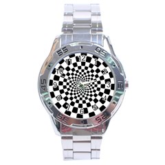 Geomtric Pattern Illusion Shapes Stainless Steel Analogue Watch