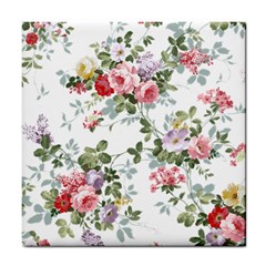 Floral Elements Peony Chinese Rose Tile Coaster