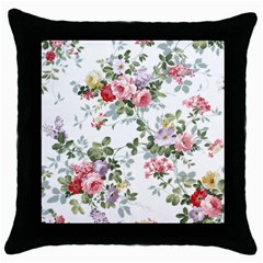 Floral Elements Peony Chinese Rose Throw Pillow Case (black)