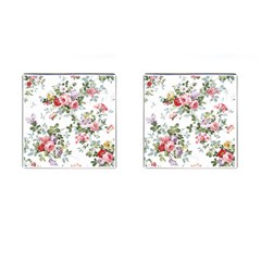 Floral Elements Peony Chinese Rose Cufflinks (square)